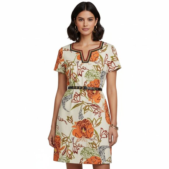 Dana Buchman Dresses & Skirts - DANA BUCHMAN Tropical V-Neck Palm Shift Dress 12